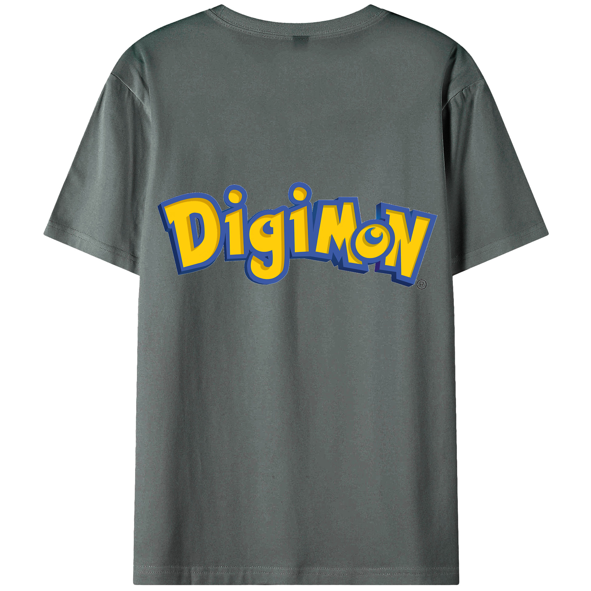 （画像用） Digimon デジタルモンスター/デジモン 綿100％ メンズ半袖Tシャツ（バックプリント） 通気性